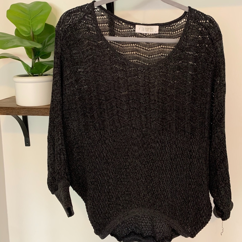Black Zigzag Knit Sweater